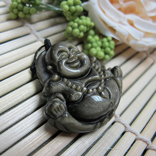 纯天然金曜石弥勒佛公平安佛垂饰男女吊坠